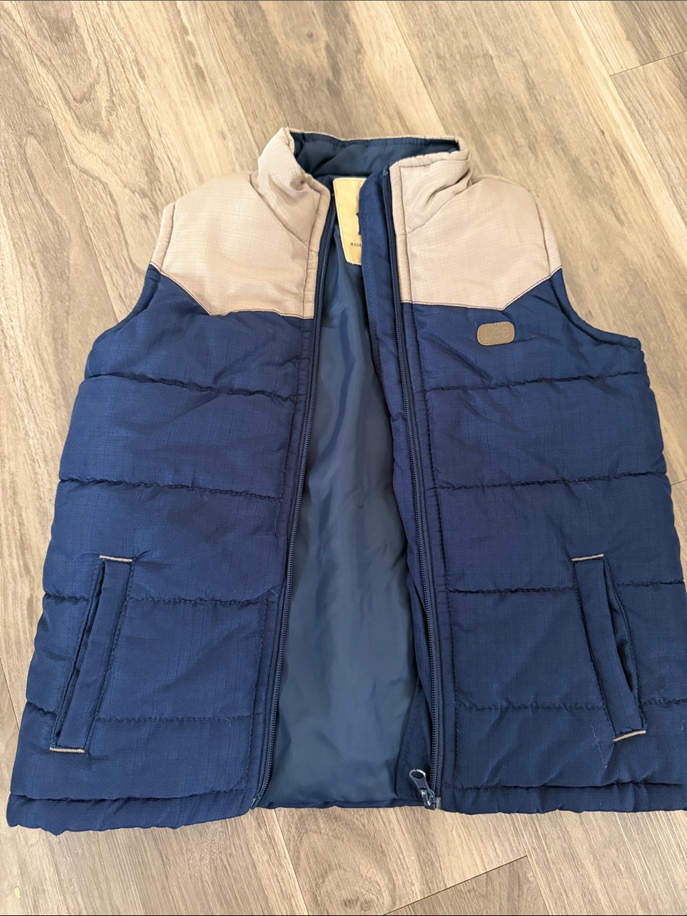 Kids Blue and Beige Puffer Vest